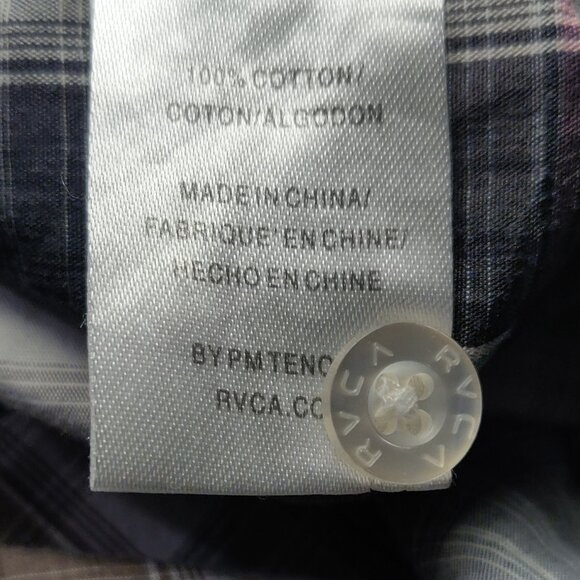 RVCA Men's Plaid Short Sleeve Button Up Shirt Brown/Cream SIZE SMALL - Picture 7 of 7